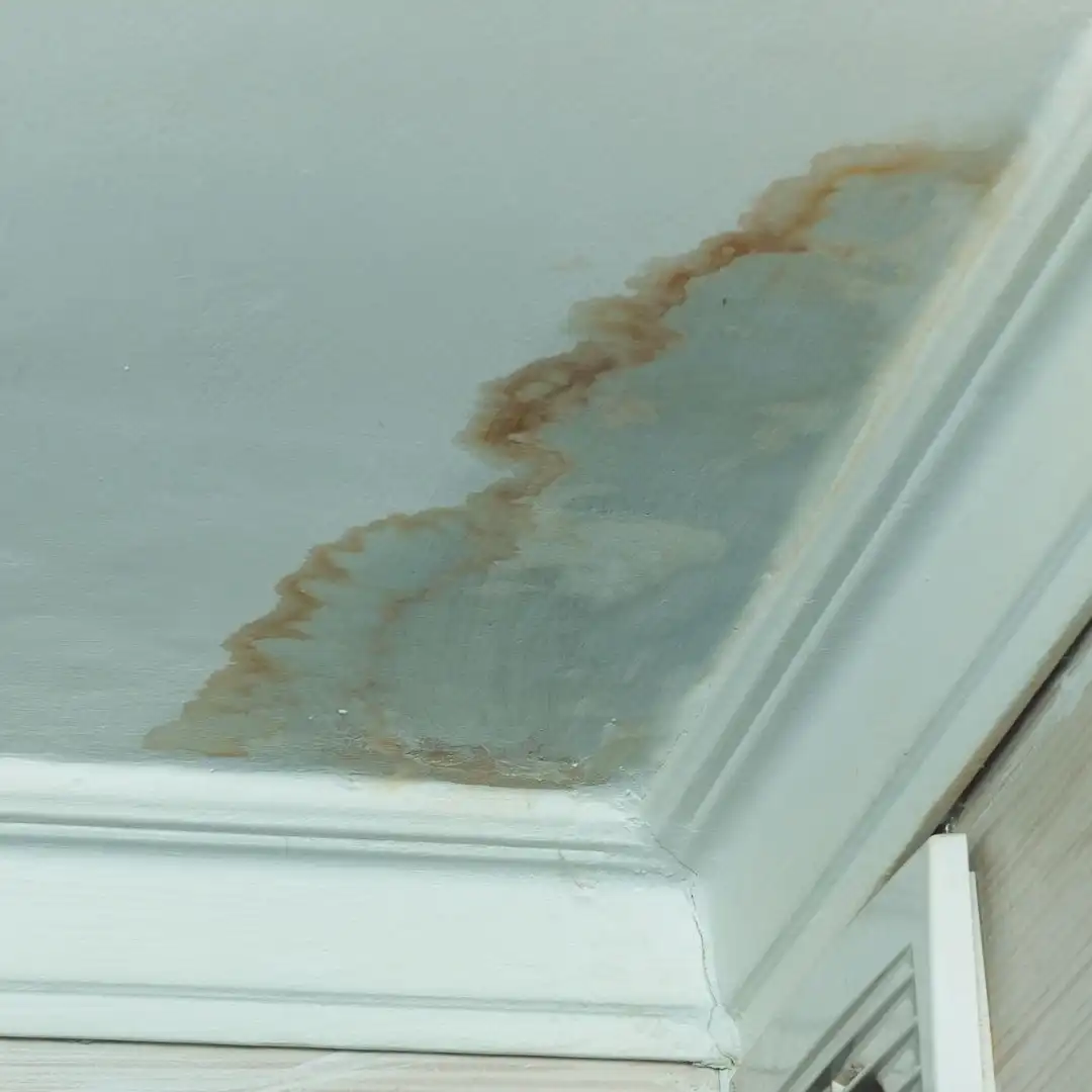 ceiling leak from hail damage on the roof converted